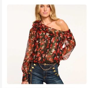 Ramy Brook Maylien Silk Blend Off Shoulder Blouse